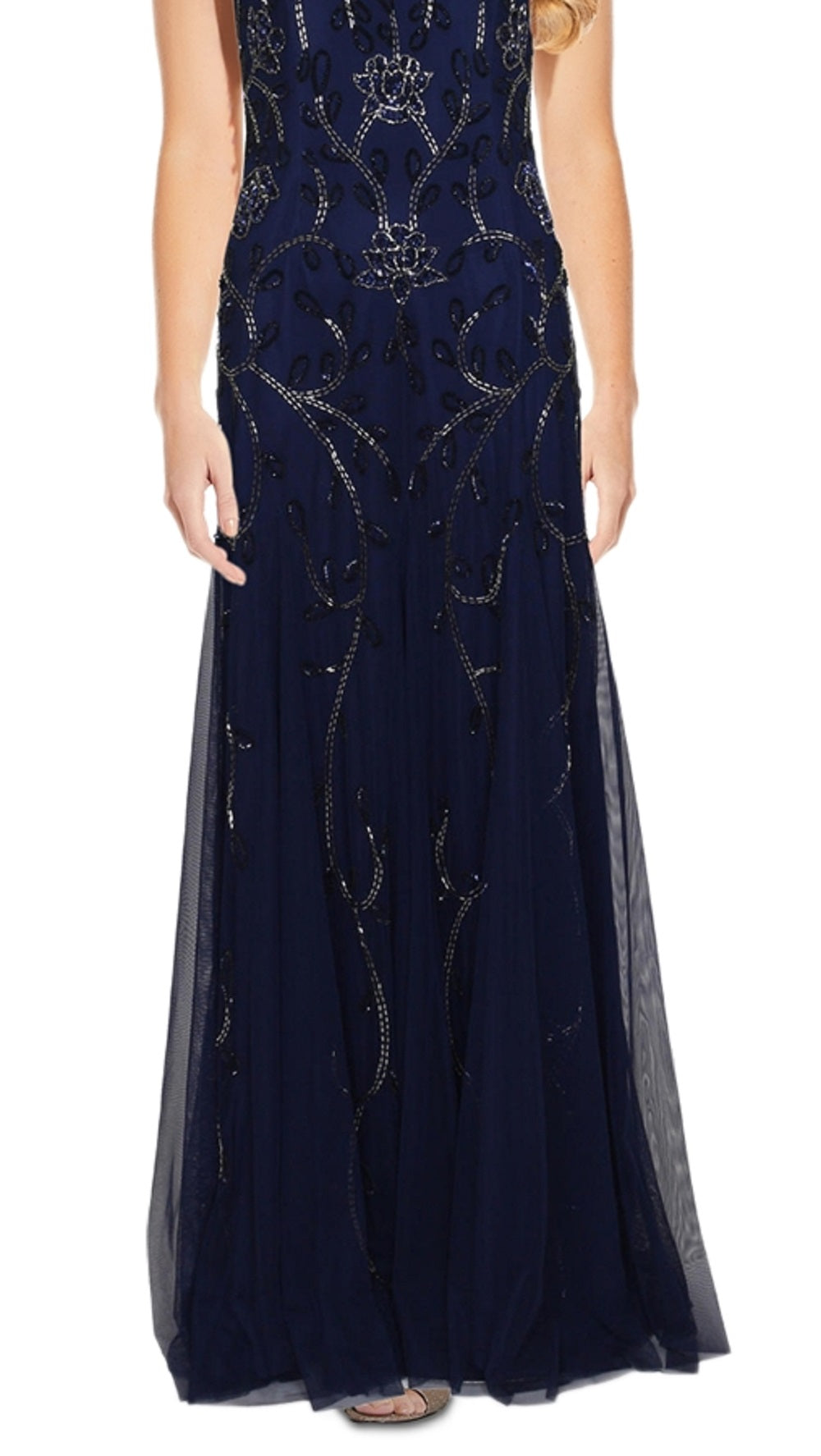 Adrianna Papell Women's Beaded Gown Blue Size 8