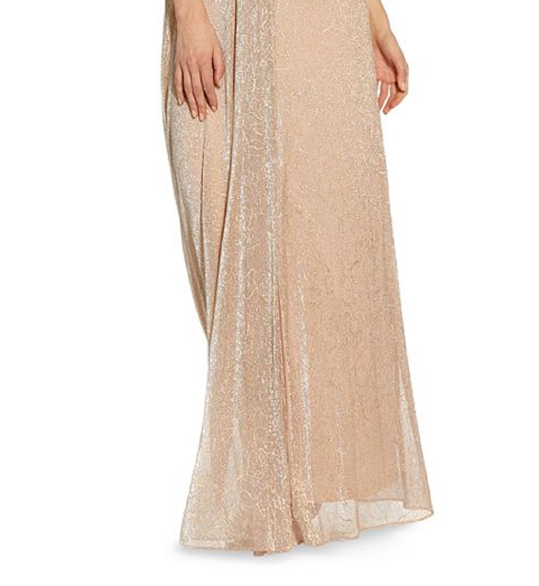 Adrianna Papell Women's Metallic Mesh Drape A Line Gown Brown Size 4