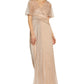 Adrianna Papell Women's Metallic Mesh Drape A Line Gown Brown Size 16