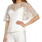 Adrianna Papell Women's Embroidered Illusion Top White Size 14