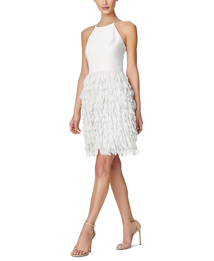 Aidan By Aidan Mattox Women's Feather Trim Sheath Dress White Size 0
