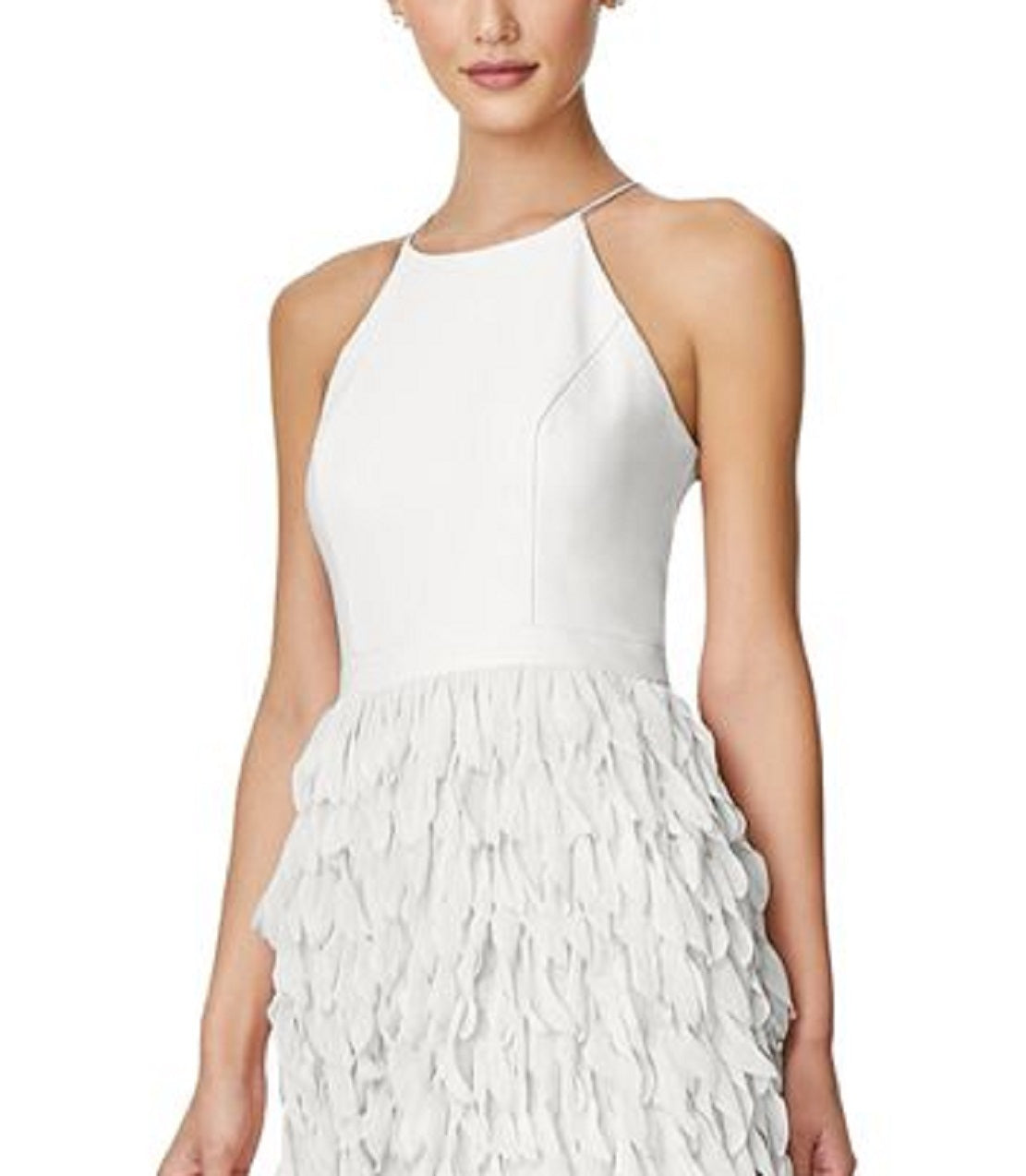 Aidan By Aidan Mattox Women's Feather Trim Sheath Dress White Size 0