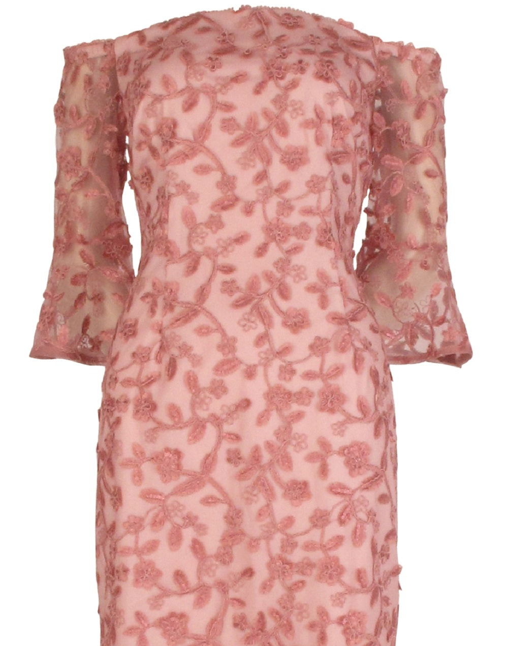 Adrianna Papell Women's Off The Shoulder Embroidered Sheath Dress Pink Size 4