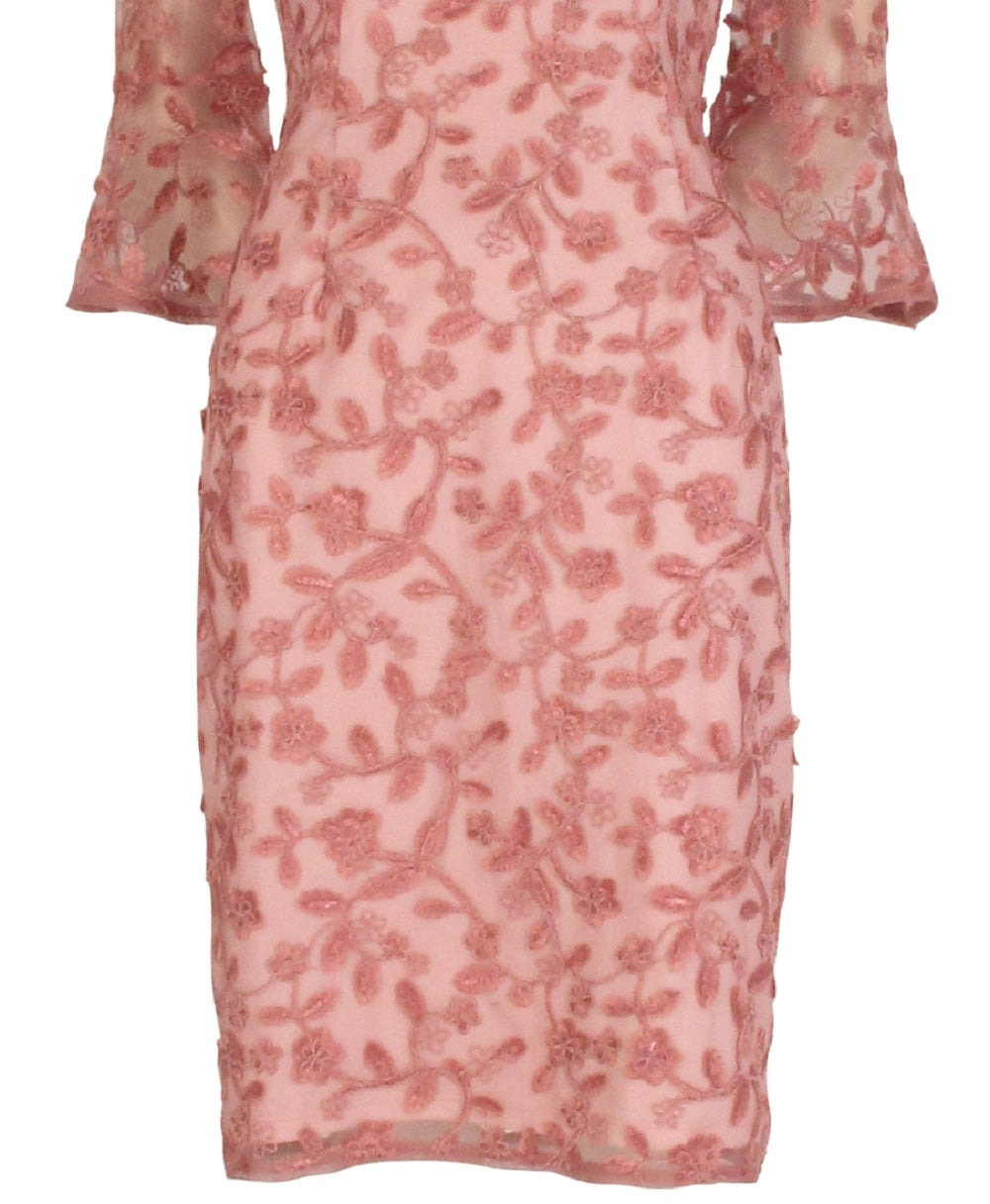 Adrianna Papell Women's Off The Shoulder Embroidered Sheath Dress Pink Size 4