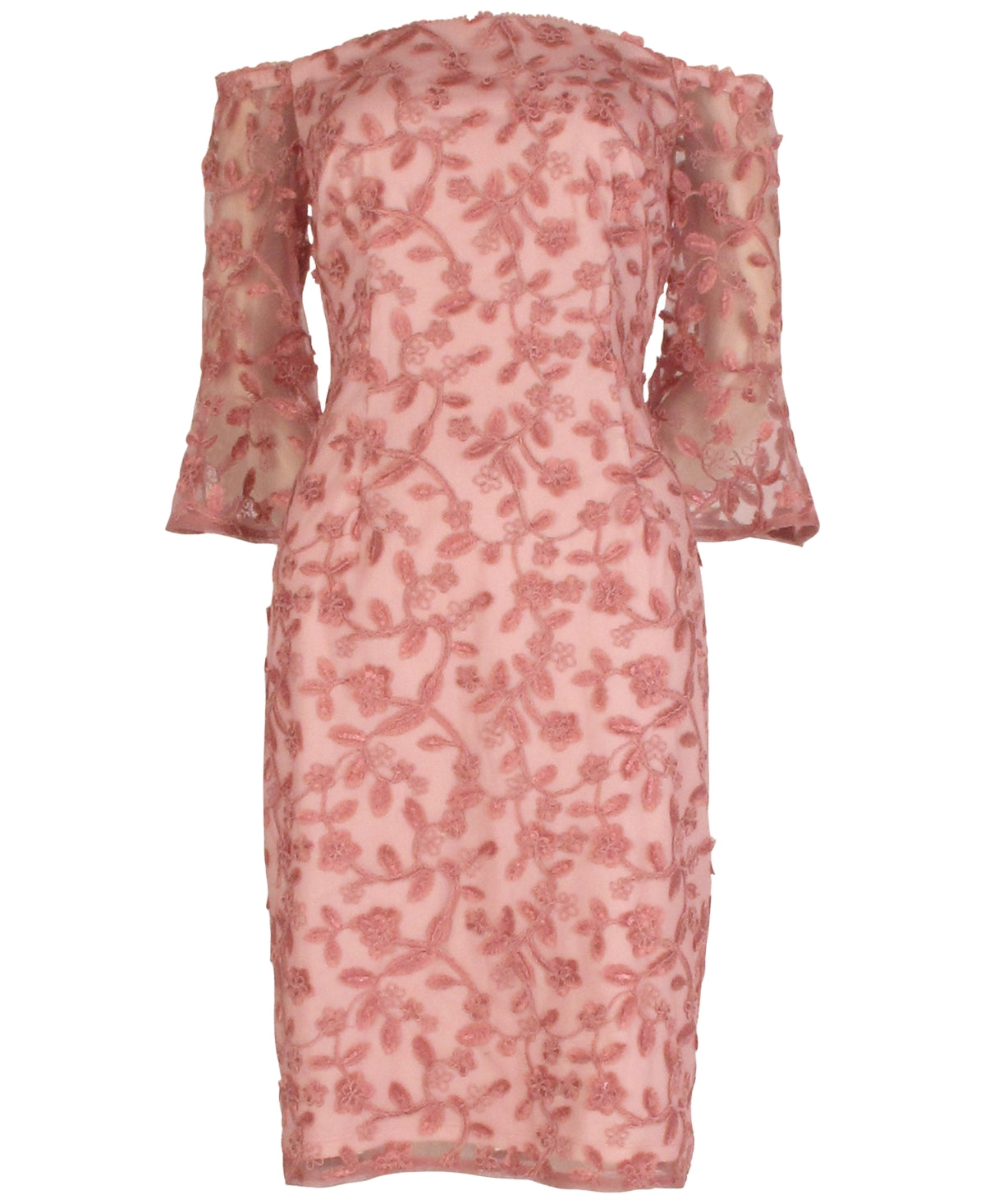 Adrianna Papell Women's Off The Shoulder Embroidered Sheath Dress Pink Size 4