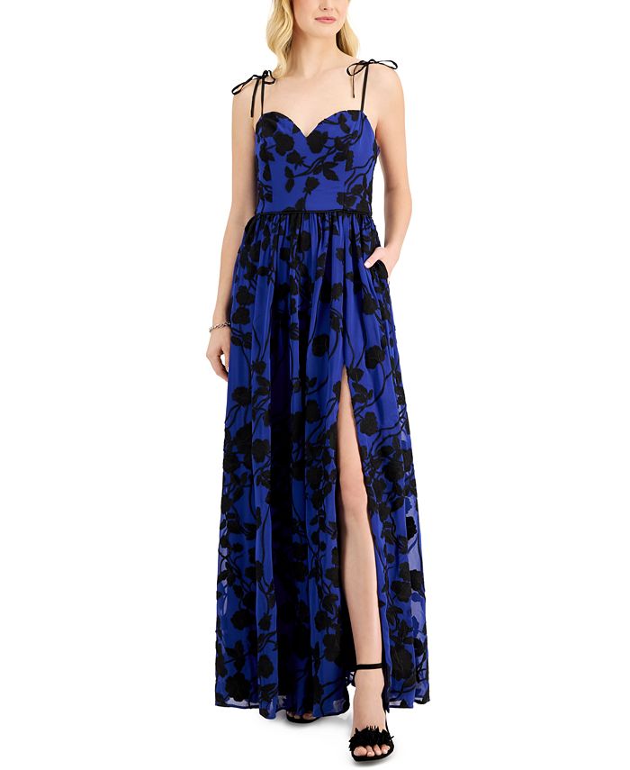 Aidan By Aidan Mattox Women's Embroidered Maxi Dress Blue Size 14