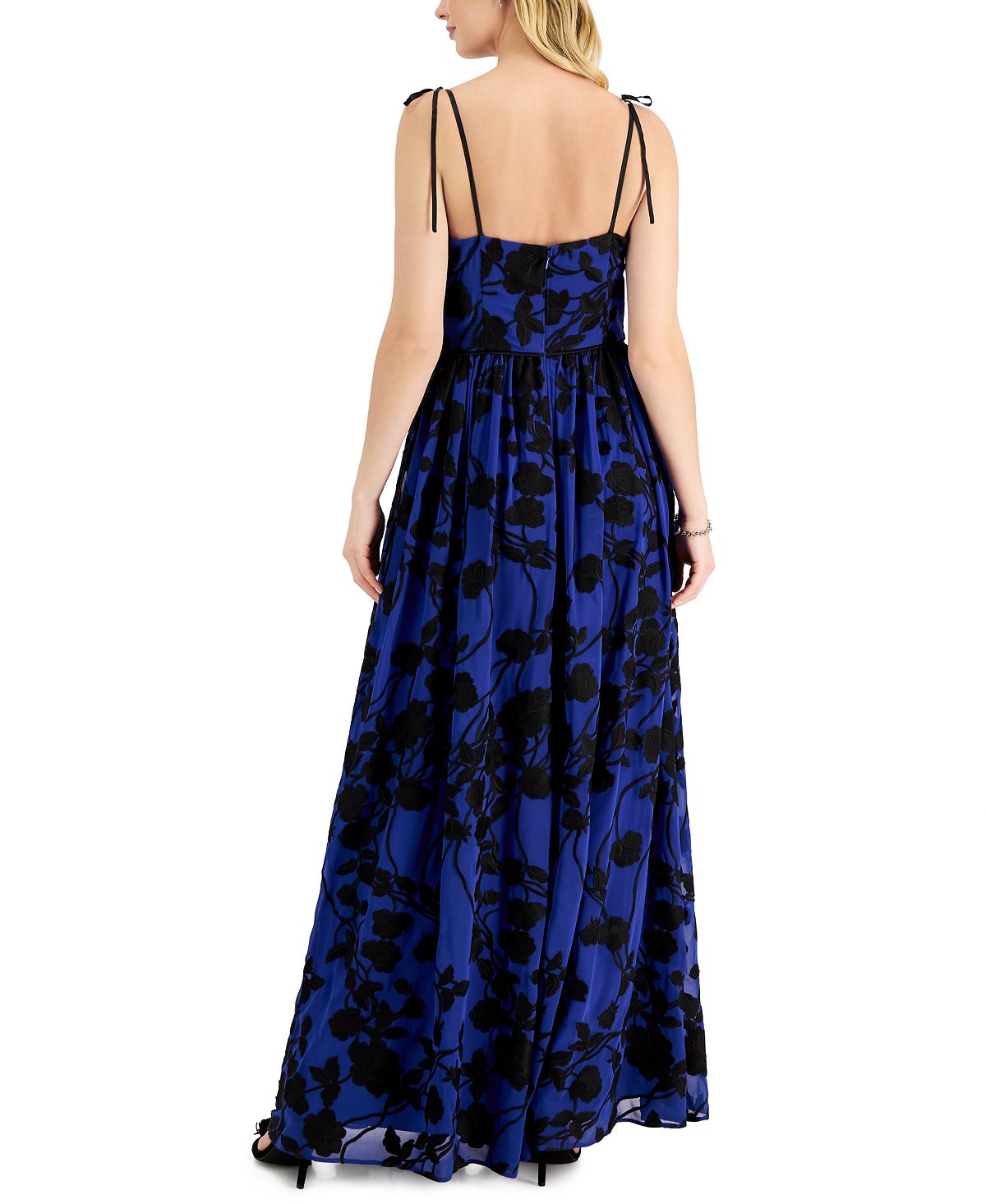 Aidan By Aidan Mattox Women's Embroidered Maxi Dress Blue Size 14