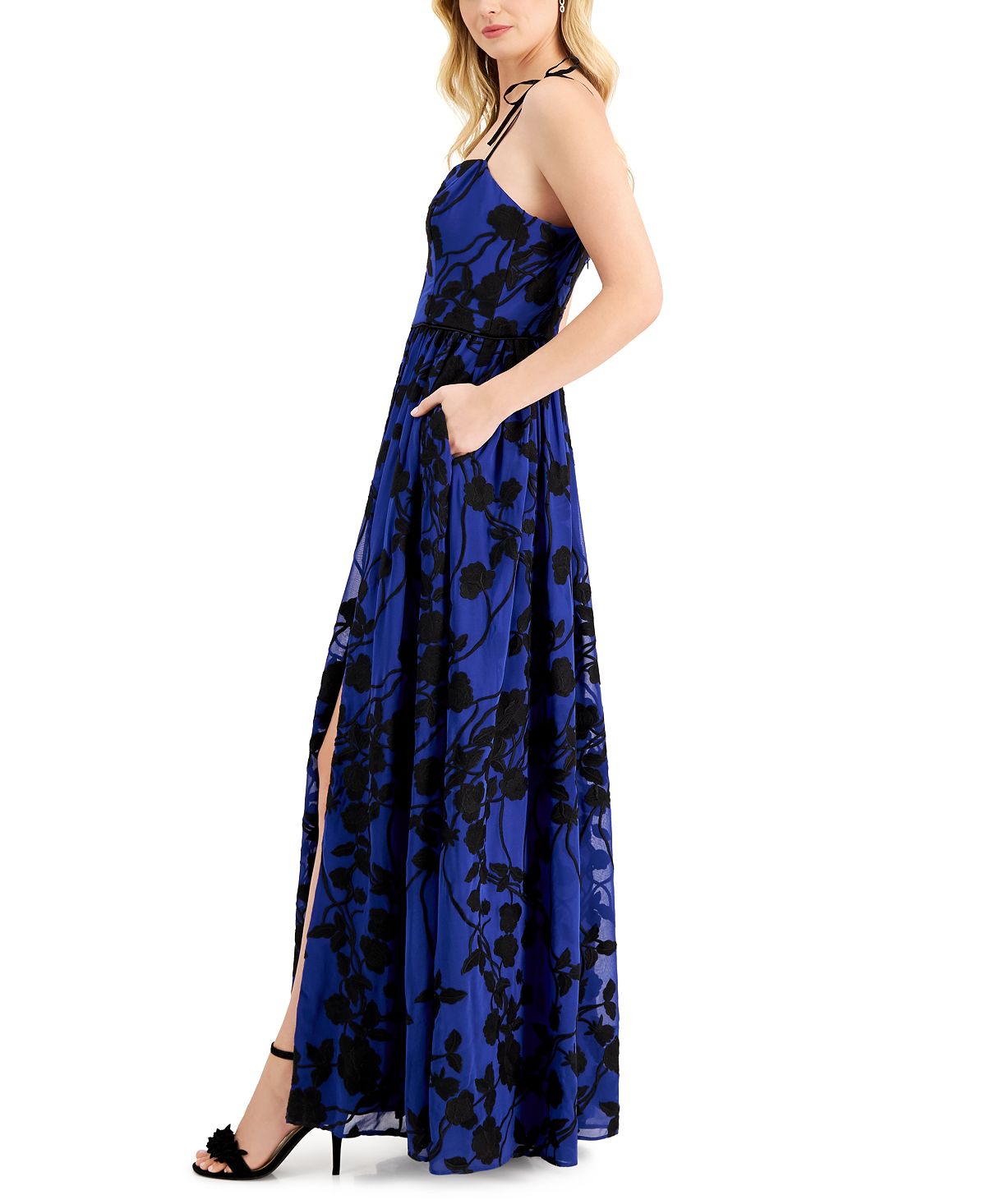 Aidan By Aidan Mattox Women's Embroidered Maxi Dress Blue Size 14