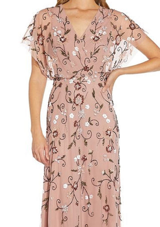 Adrianna Papell Women's Beaded Sequined Gown Pink Size 6