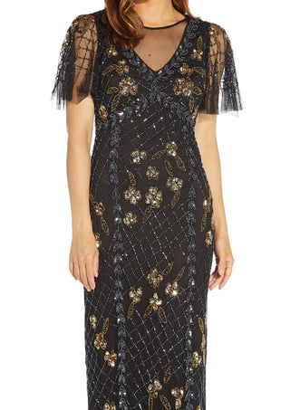 Adrianna Papell Women's Embellished Sheath Dress Black Size 10