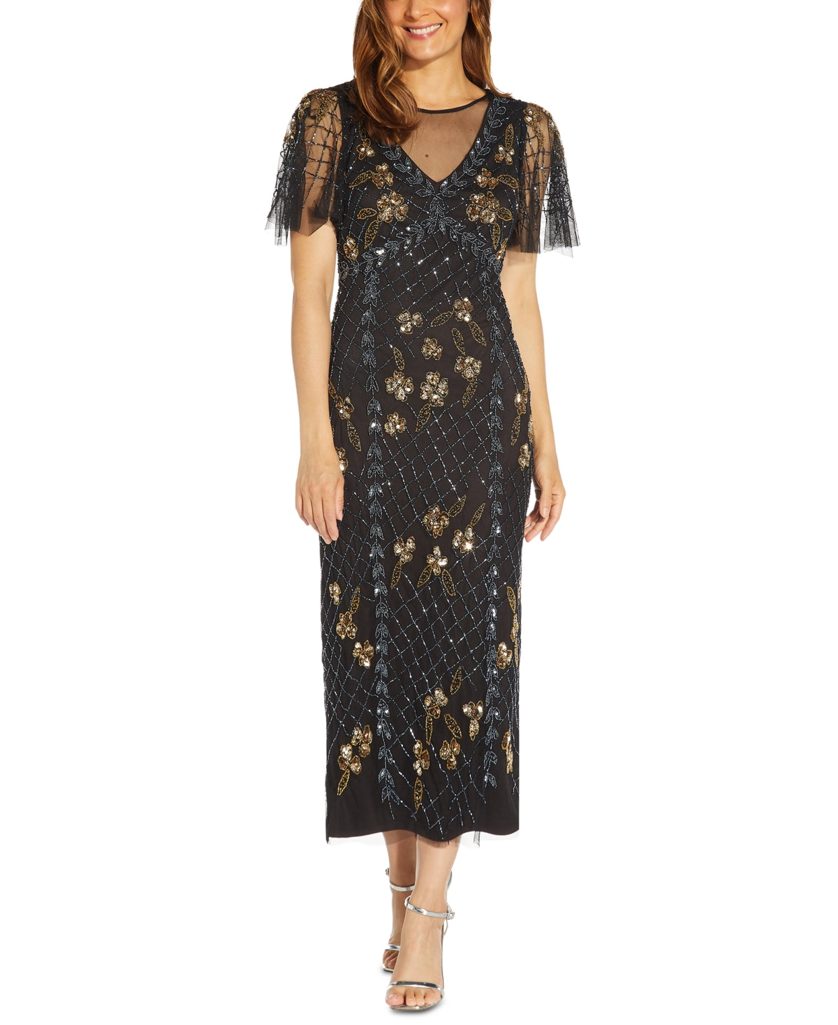 Adrianna Papell Women's Embellished Sheath Dress Black Size 10