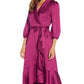 Adrianna Papell Women's Faux Wrap Crepe Satin Dress Purple Size 4