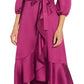 Adrianna Papell Women's Faux Wrap Crepe Satin Dress Pink Size 8