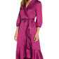 Adrianna Papell Women's Faux Wrap Crepe Satin Dress Purple Size 14