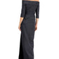 Adrianna Papell Women's Off The Shoulder Gown Gray Size 4