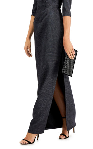 Adrianna Papell Women's Off The Shoulder Gown Gray Size 6