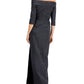 Adrianna Papell Women's Off The Shoulder Gown Gray Size 8