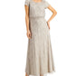 Papell Studio Women's Embellished Blouson Gown Gray Size 4