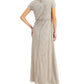 Papell Studio Women's Embellished Blouson Gown Gray Size 4
