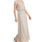 Papell Studio Women's Embellished Blouson Gown Gray Size 4