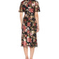 Adrianna Papell Women's Draped Floral Faux Wrap Dress Black Size 14W
