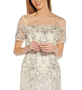 Adrianna Papell Women's Embellished Sheath Dress Brown Size 2