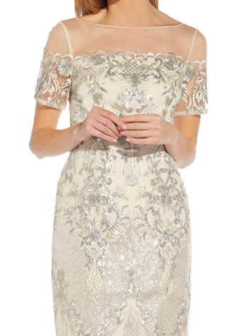 Adrianna Papell Women's Embellished Sheath Dress Brown Size 8