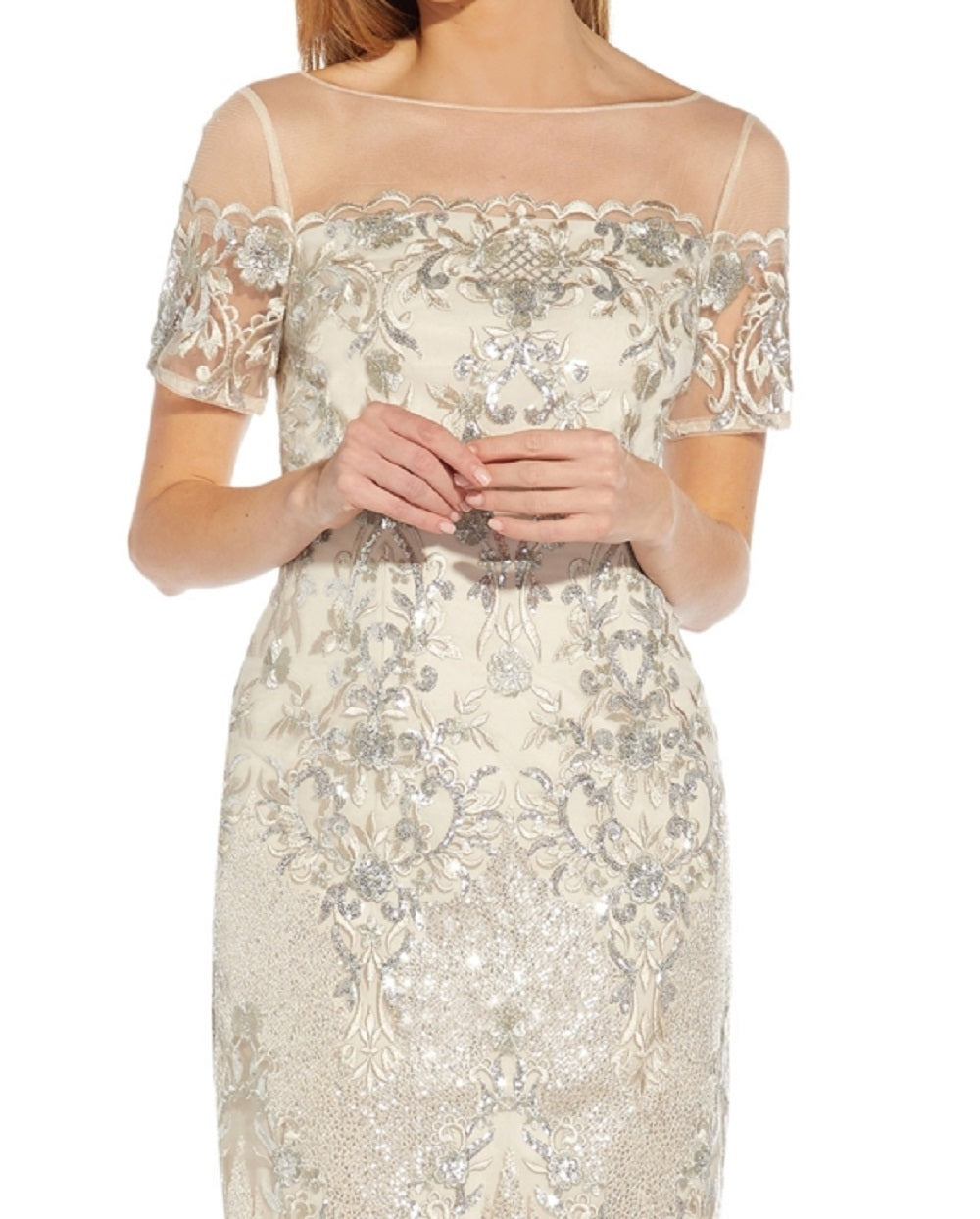 Adrianna Papell Women's Embellished Sheath Dress Brown Size 10