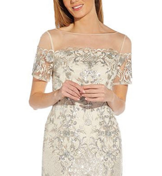 Adrianna Papell Women's Embellished Sheath Dress Brown Size 12