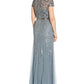 Adrianna Papell Women's Embellished V Neck Gown Blue Size 6