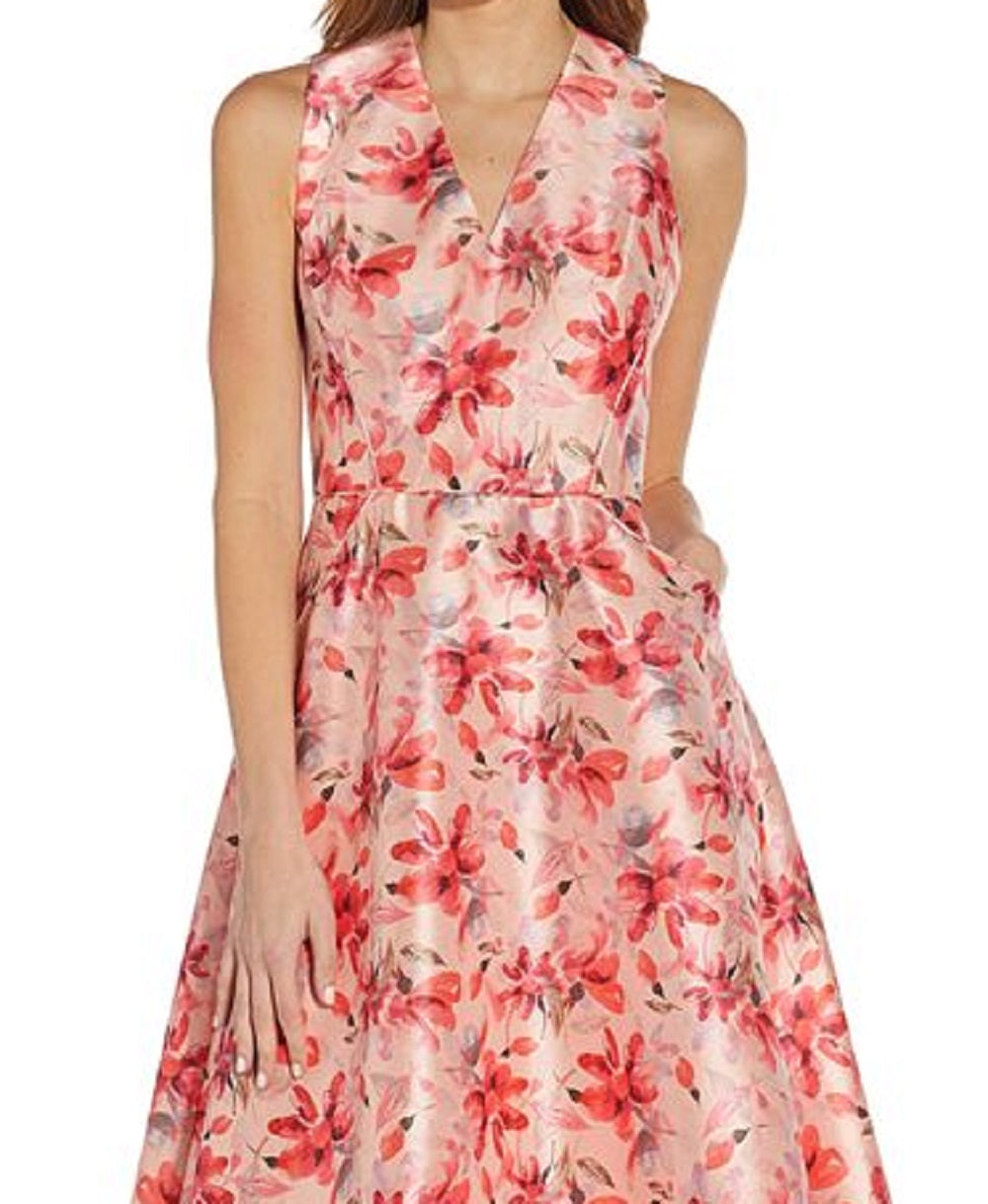 Adrianna Papell Women's Floral Fit & Flare Dress Pink Size 8