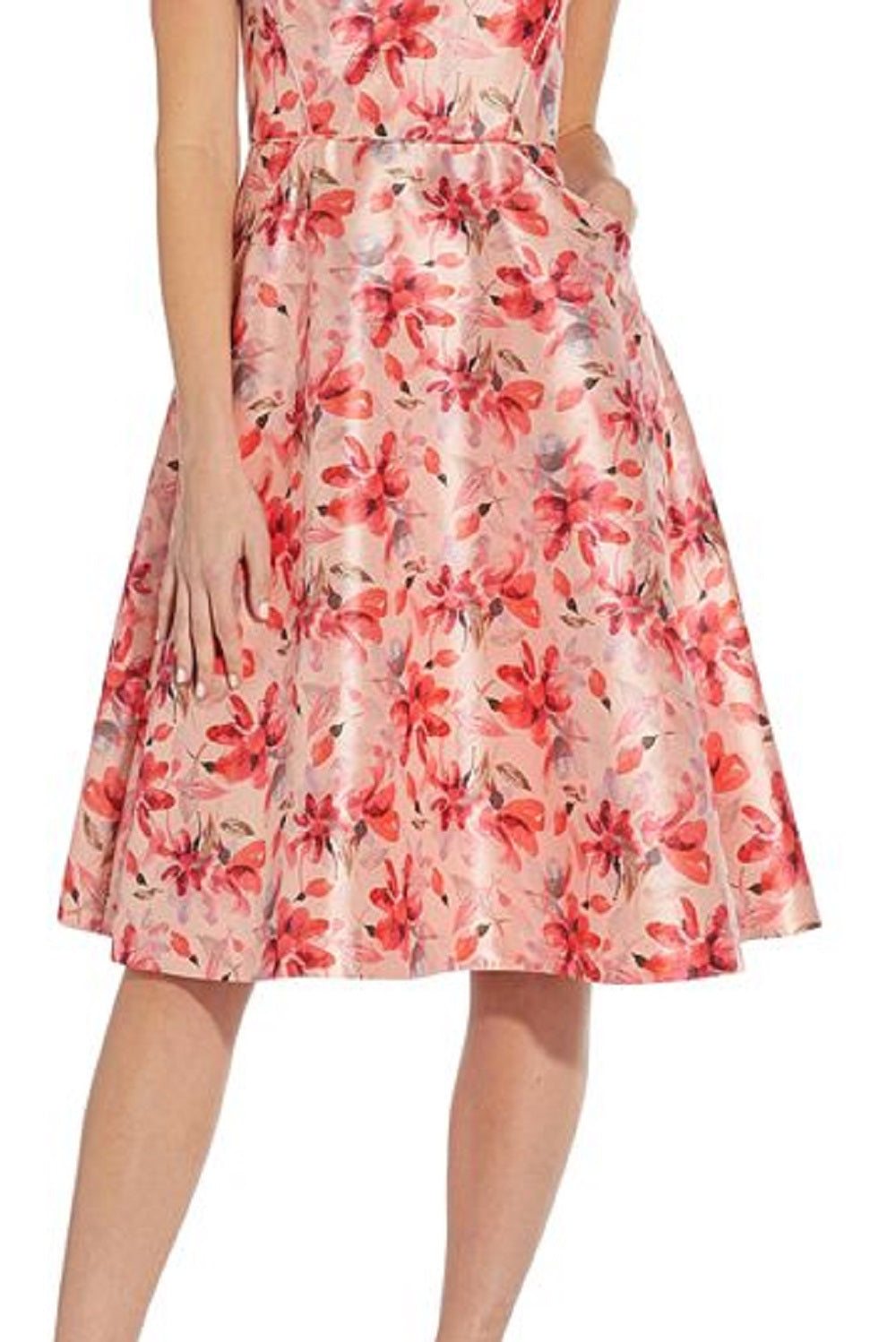 Adrianna Papell Women's Floral Fit & Flare Dress Pink Size 8