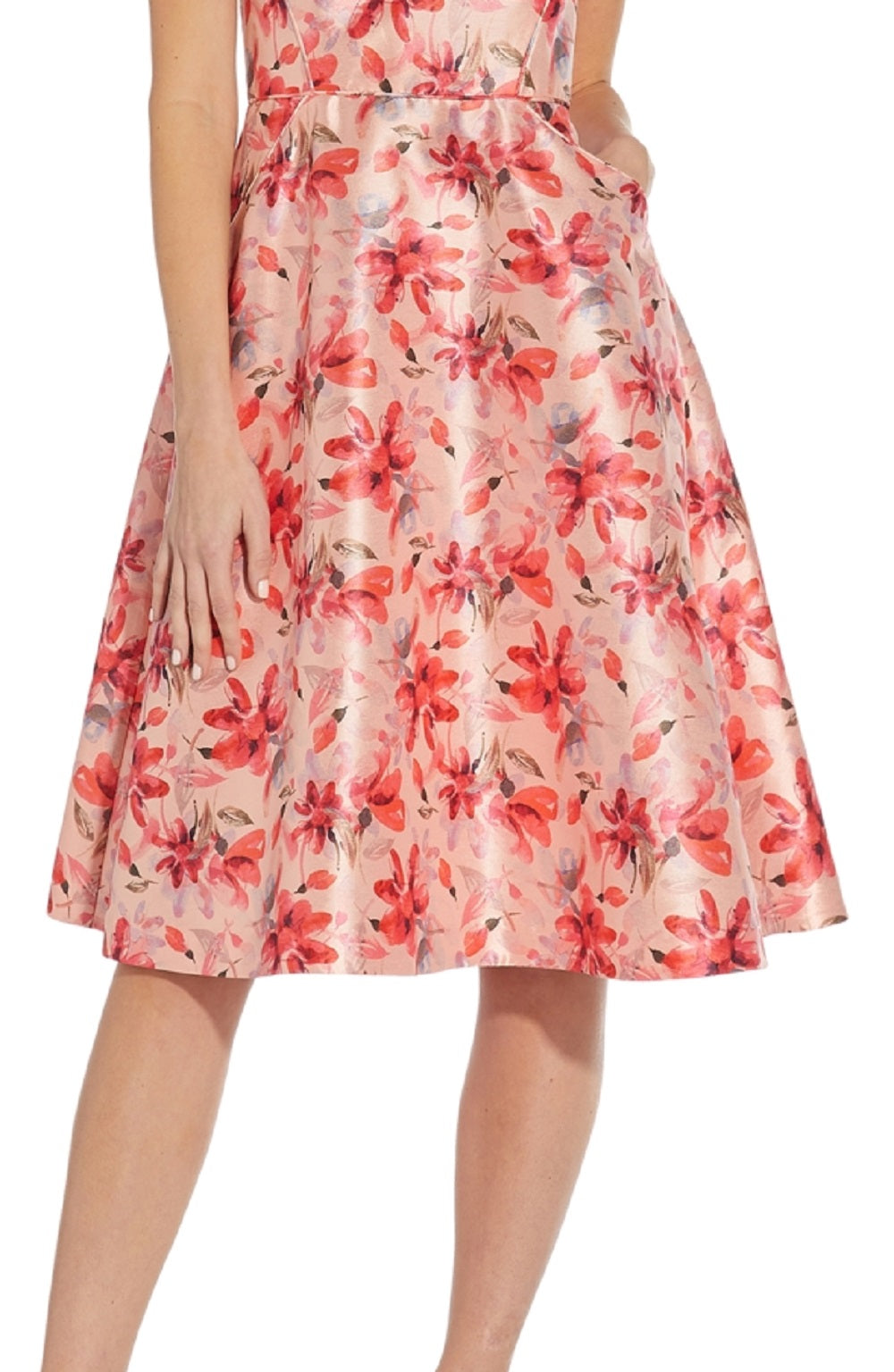 Adrianna Papell Women's Floral Fit & Flare Dress Pink Size 16