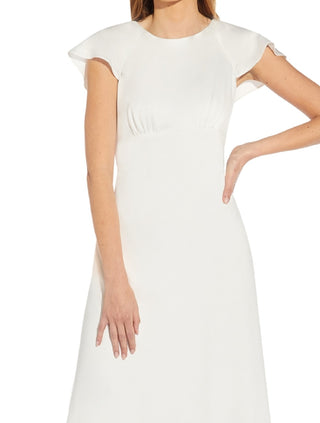 Adrianna Papell Women's Ruffle Satin Crepe Midi Dress White Size 2