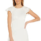 Adrianna Papell Women's Ruffle Satin Crepe Midi Dress White Size 12