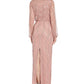 Adrianna Papell Women's V Neck Blouson Embellished Gown Pink Size 0