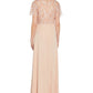 Adrianna Papell Women's V Neck Beaded Bodice Gown Pink Size 14