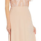 Adrianna Papell Women's V Neck Beaded Bodice Gown Pink Size 14