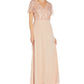 Adrianna Papell Women's V Neck Beaded Bodice Gown Pink Size 14