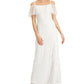 Adrianna Papell Women's Beaded Cold Shoulder Gown White Size 10