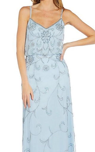 Adrianna Papell Women's Embellished Blouson Gown Blue Size 10