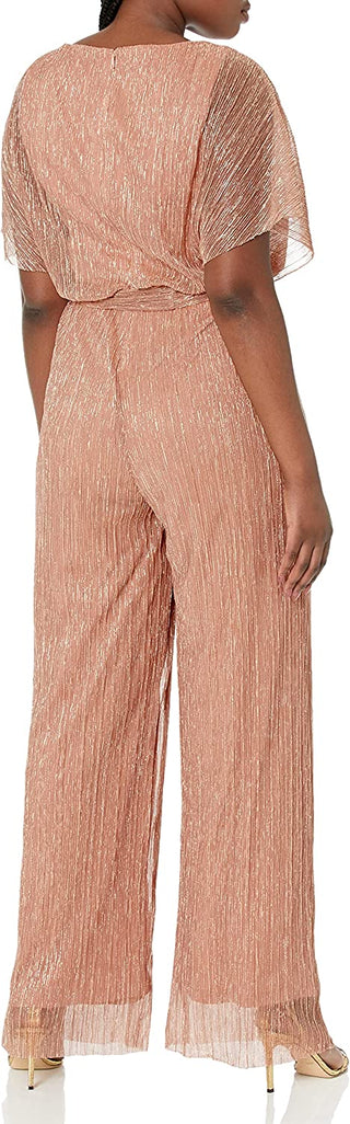 Adrianna Papell Women's Flutter Sleeved Surplice Jumpsuit Pink Size 10