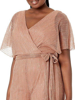 Adrianna Papell Women's Flutter Sleeved Surplice Jumpsuit Pink Size 10