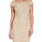 Adrianna Papell Women's Off The Shoulder 3-D Beaded Gown Brown Size 14