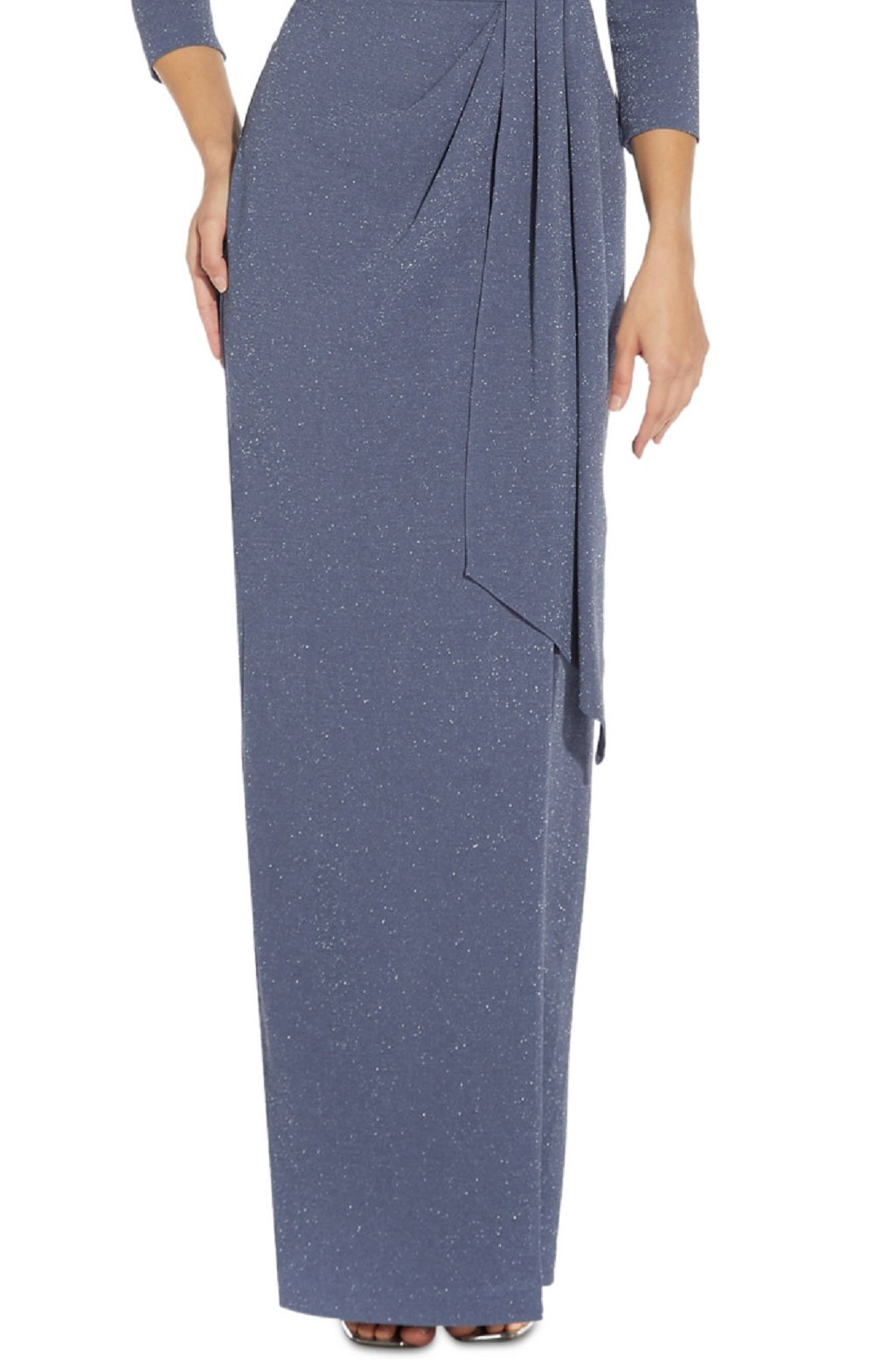 Adrianna Papell Women's Gathered Waist Metallic Threaded Gown Blue Size 4