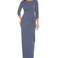 Adrianna Papell Women's Gathered Waist Metallic Threaded Gown Blue Size 8