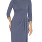 Adrianna Papell Women's Gathered Waist Metallic Threaded Gown Blue Size 8