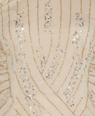 Adrianna Papell Women's Beaded Off The Shoulder Top Beige Size 16