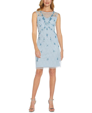 Papell Studio Women's Beaded Sheath Dress Blue Size 10M