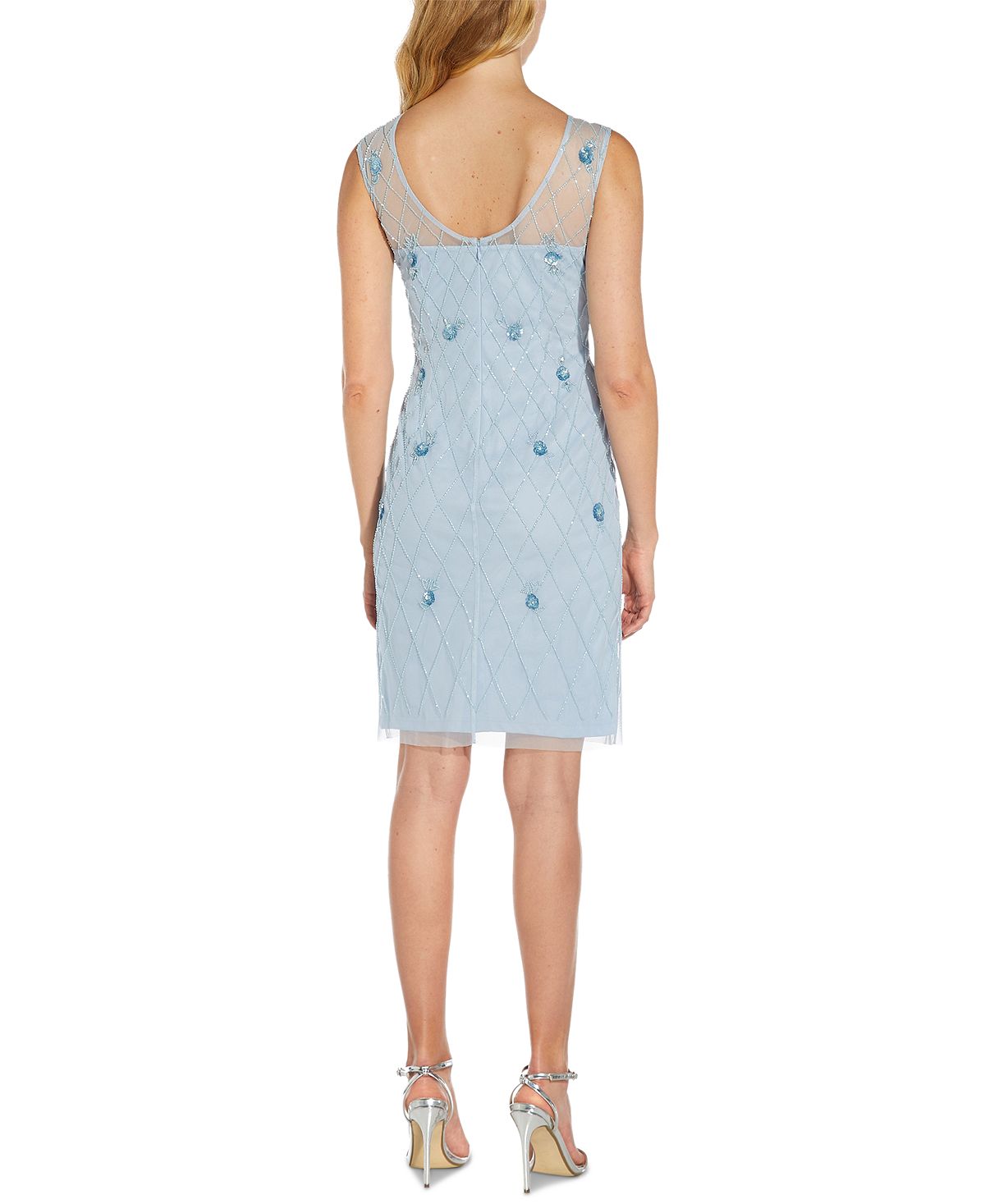Papell Studio Women's Beaded Sheath Dress Blue Size 10M